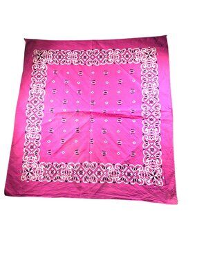 Pink Paisley Bandana 20"x20" Made In USA All Cotton Vtg biker scarf